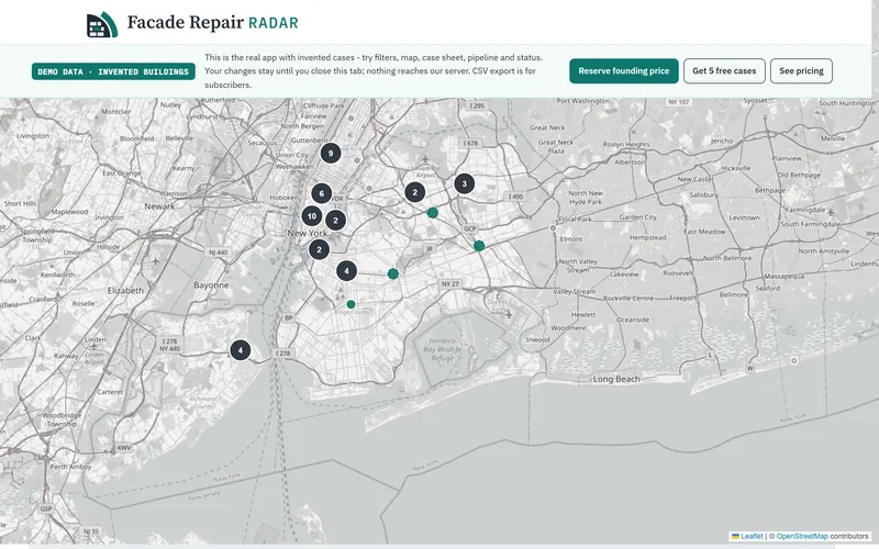 Map of open demo cases across New York City, clustered by area